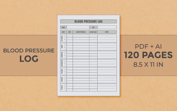 Download Blood Pressure Log Editable Kdp Interior - Kdp Collection