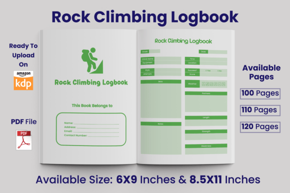 Download Rock Climbing Logbook KDP Interior - Kdp Collection