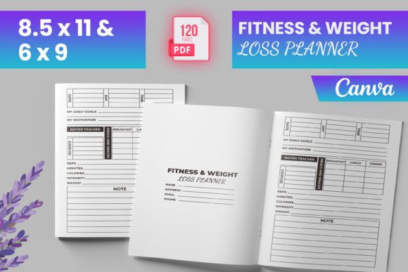 Download Fitness &amp; Weight Loss Planner Canva KDP - Kdp Collection
