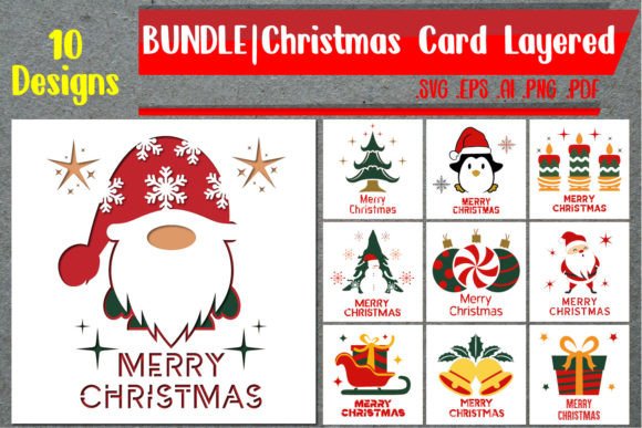 Download BUNDLE | Christmas Card Layered Svg - Christmas card Collection