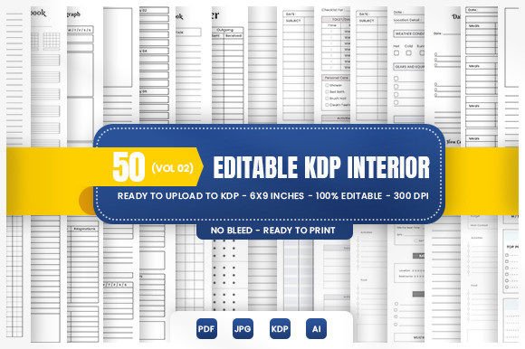 Download 50 Editable KDP Interior Bundle Vol(02) - Kdp Collection