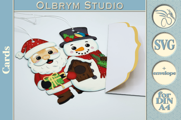Download Santa &amp; Snowman Christmas Card SVG - Christmas card Collection